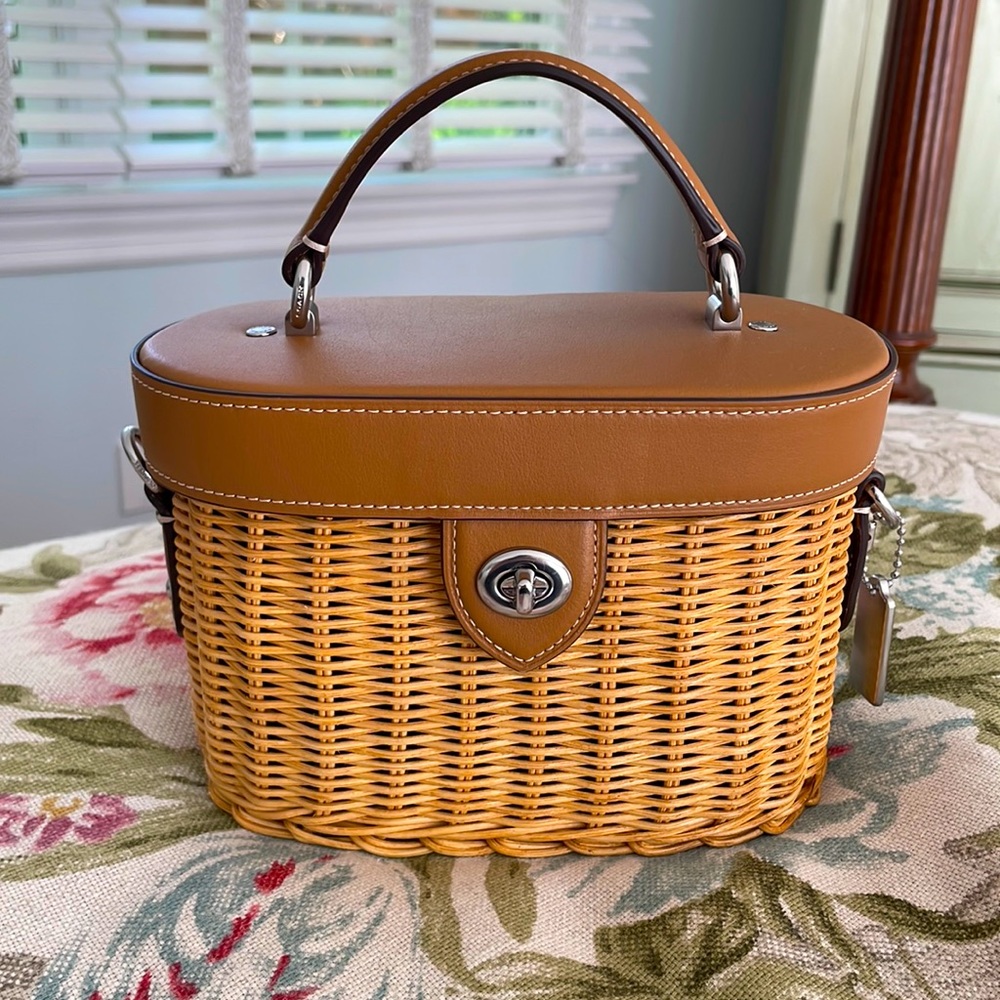 NWOT Coach Kay Crossbody Wicker Straw Leather Tan